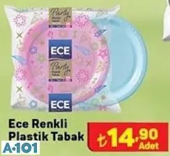 ECE RENKLİ PLASTİK TABAK 10'LU